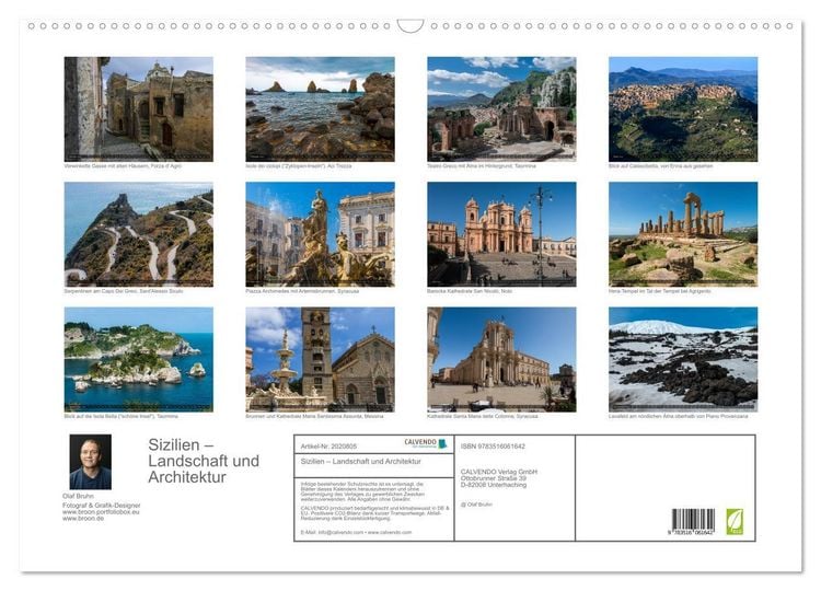Produktbild: Sizilien &ndash; Landschaft und Architektur (Wandkalender 2026 DIN A2 quer), CALVENDO Monatskalender
