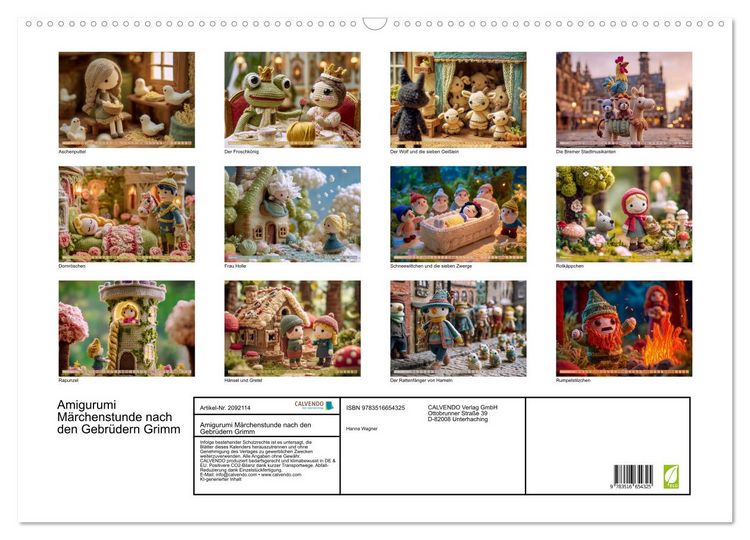 Produktbild: Amigurumi M&auml;rchenstunde nach den Gebr&uuml;dern Grimm (Wandkalender 2026 DIN A2 quer), CALVENDO Monatskalender