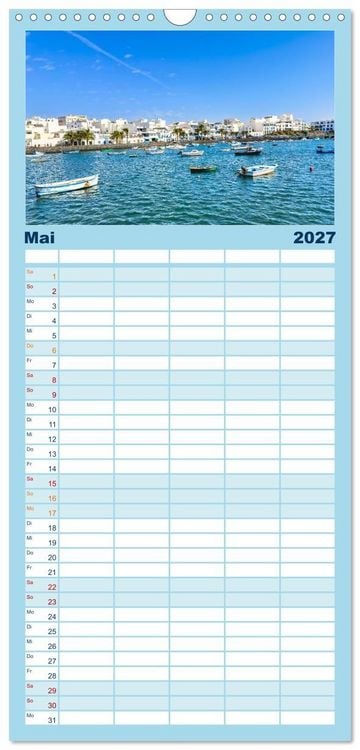Produktbild: Familienplaner 2027 - Lanzarote - Wo die Vulkane die Landschaft formten mit 5 Spalten (Wandkalender, 21 x 45 cm) CALVENDO