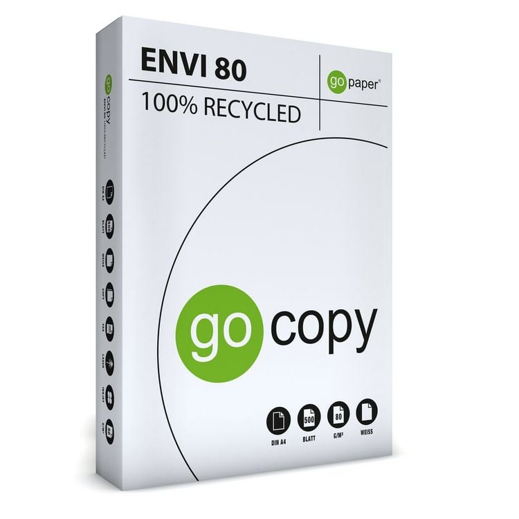 Produktbild: Kopierpapier go copy envi 80g 100% Recycling wei&szlig; DIN A4 500 Blatt