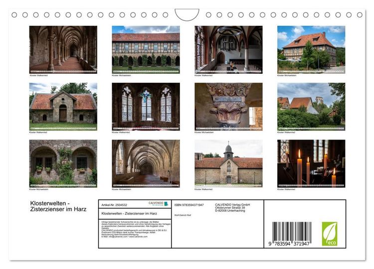 Produktbild: Klosterwelten - Zisterzienser im Harz (Wandkalender 2027 DIN A4 quer), CALVENDO Monatskalender