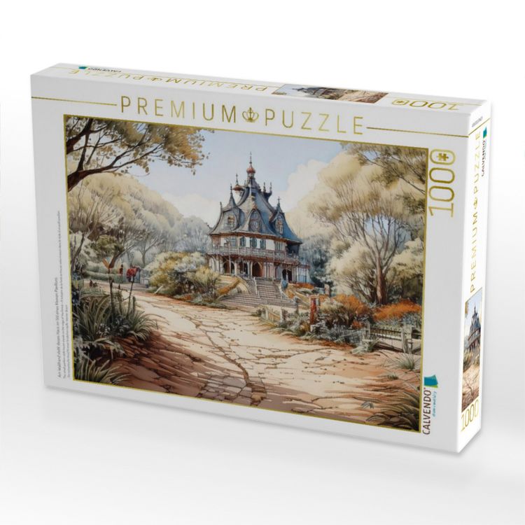 Produktbild: CALVENDO Puzzle Am Waldrand steht dieses Haus im Stil eines kleinen Pavillons. | 1000 Teile Lege-Gr&ouml;&szlig;e 64x48cm Foto-Puzzle f&uuml;r gl&uuml;ckliche Stunden