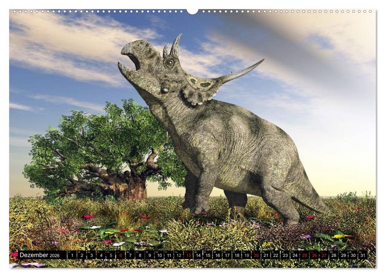 Produktbild: Dinosaurier. Urzeitliche Giganten (hochwertiger Premium Wandkalender 2026 DIN A2 quer), Kunstdruck in Hochglanz