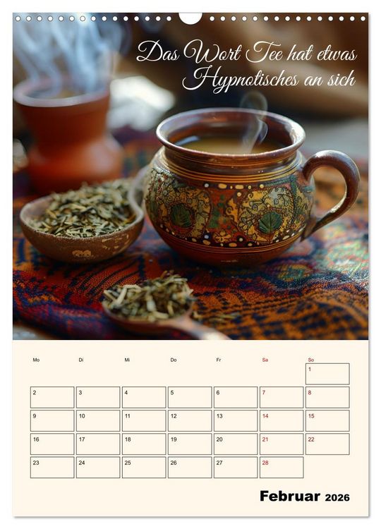 Produktbild: Du, mein geliebter Tee (Wandkalender 2026 DIN A3 hoch), CALVENDO Monatskalender