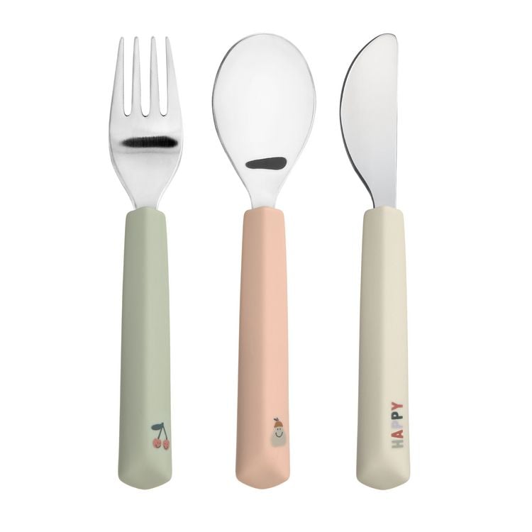 Produktbild: Cutlery with Silicone Handle 3 pcs Happy Fruits