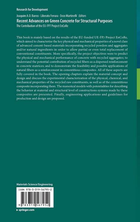 Produktbild: Recent Advances on Green Concrete for Structural Purposes
