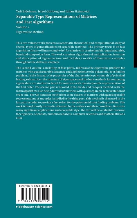 Produktbild: Separable Type Representations of Matrices and Fast Algorithms