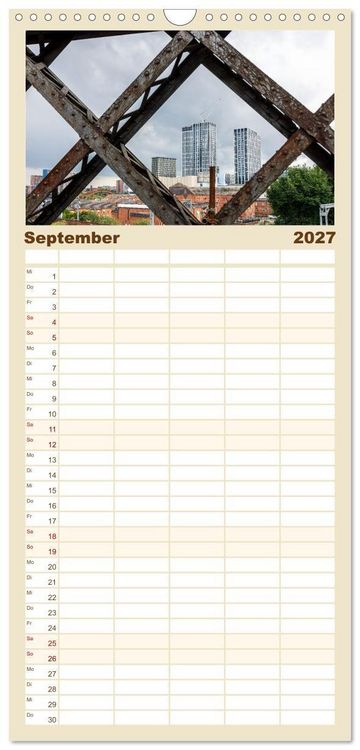 Produktbild: Familienplaner 2027 - Faszination Manchester mit 5 Spalten (Wandkalender, 21 x 45 cm) CALVENDO