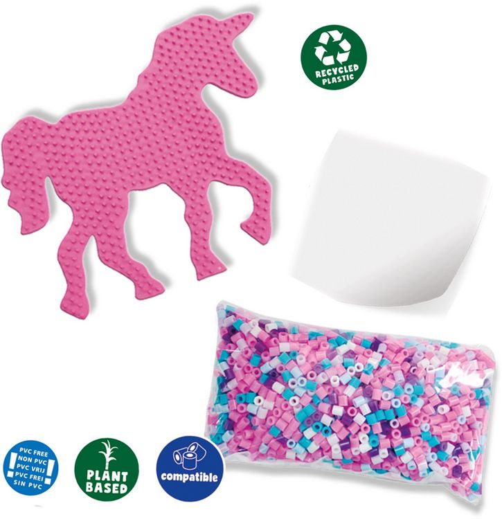 Produktbild: SES CREATIVE B&uuml;gelperlen GREEN BEEDZ Einhorn 1800 St&uuml;ck