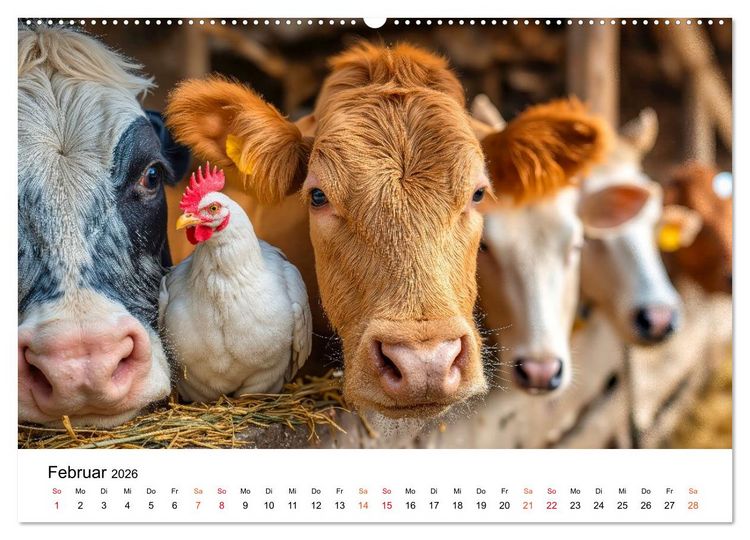 Produktbild: H&uuml;hner - gefiedert durchs Jahr (hochwertiger Premium Wandkalender 2026 DIN A2 quer), Kunstdruck in Hochglanz