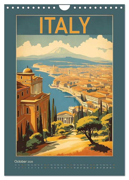 Produktbild: World Travel Posters - Nostalgic Trip Around the Globe (Wall Calendar 2026 DIN A4 portrait), CALVENDO 12 Month Wall Calendar