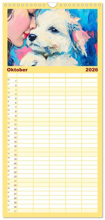 Produktbild: Familienplaner 2026 - Mensch und Hund. Herzensverbindungen mit 5 Spalten (Wandkalender, 21 x 45 cm) CALVENDO