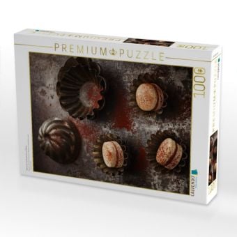 Produktbild: CALVENDO Puzzle Macarons mit Karamell und Kakao | 1000 Teile Lege-Gr&ouml;&szlig;e 64x48cm Foto-Puzzle f&uuml;r gl&uuml;ckliche Stunden