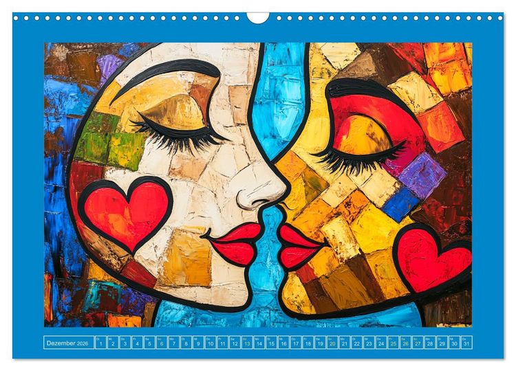 Produktbild: Liebe und Gl&uuml;ck. Abstrakte Kunst im &Ouml;lbilder-Stil (Wandkalender 2026 DIN A3 quer), CALVENDO Monatskalender