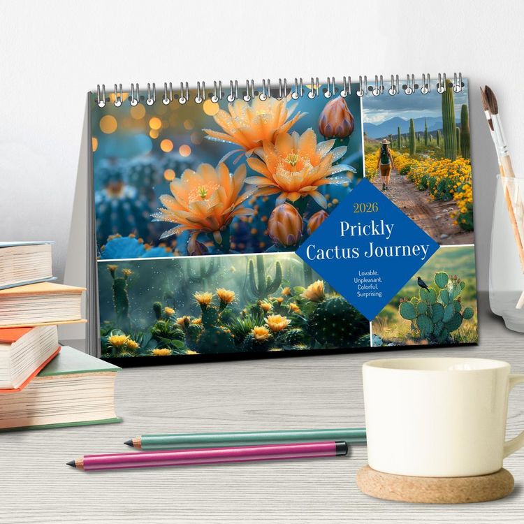 Produktbild: Prickly Cactus Journey (Desk Calendar 2026 DIN A5 landscape), CALVENDO 12 Month DeskCalendar