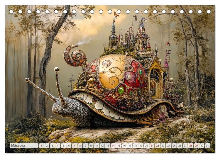 Produktbild: Magische Wesen im Zauberland - Fantasie-Tiere im Steampunk-Kalender (Tischkalender 2026 DIN A5 quer), CALVENDO Monatskalender