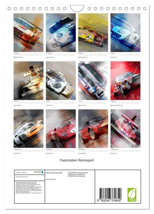 Produktbild: Faszination Rennsport (Wandkalender 2026 DIN A4 hoch), CALVENDO Monatskalender