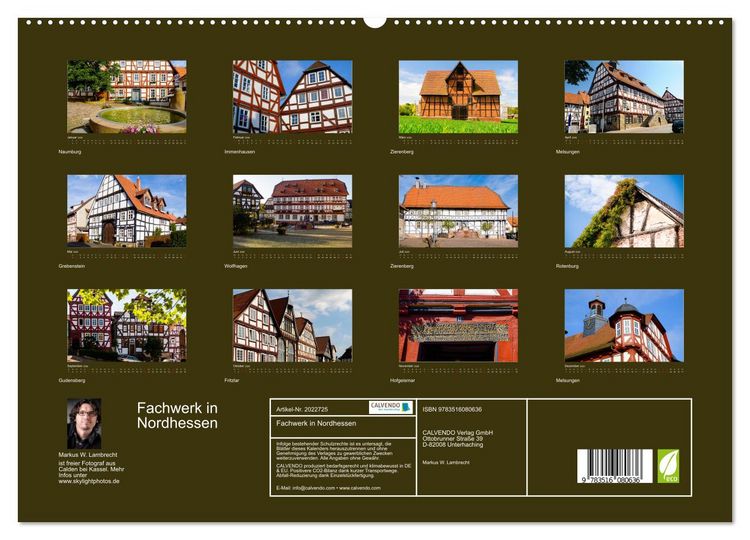 Produktbild: Fachwerk in Nordhessen (hochwertiger Premium Wandkalender 2026 DIN A2 quer), Kunstdruck in Hochglanz