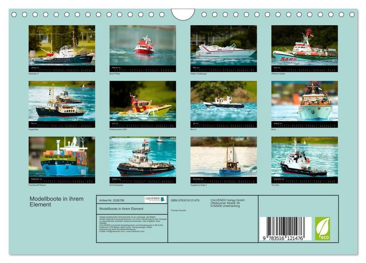 Produktbild: Modellboote in ihrem Element (Wandkalender 2026 DIN A4 quer), CALVENDO Monatskalender