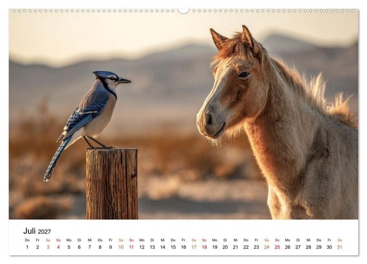 Produktbild: Beste Freunde - ein tierisch buntes Miteinander (hochwertiger Premium Wandkalender 2027 DIN A2 quer), Kunstdruck in Hochglanz