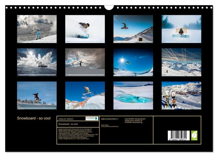 Produktbild: Snowboard - so cool (Wandkalender 2026 DIN A3 quer), CALVENDO Monatskalender