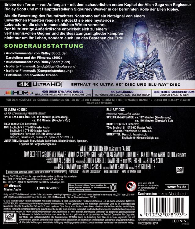 Produktbild: Alien 40th (4K Ultra HD) (+ Blu-ray 2D)