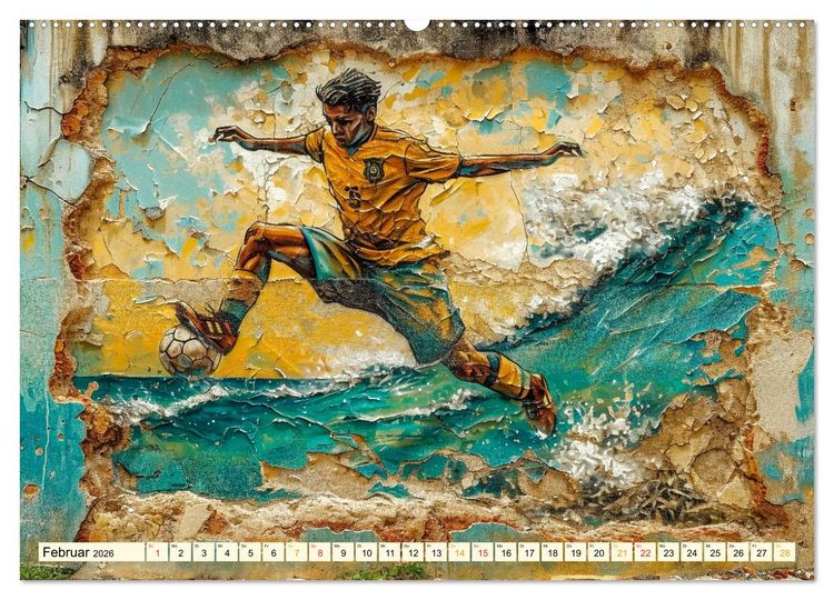 Produktbild: Fu&szlig;ball Graffiti - sportliche Kunst (hochwertiger Premium Wandkalender 2026 DIN A2 quer), Kunstdruck in Hochglanz