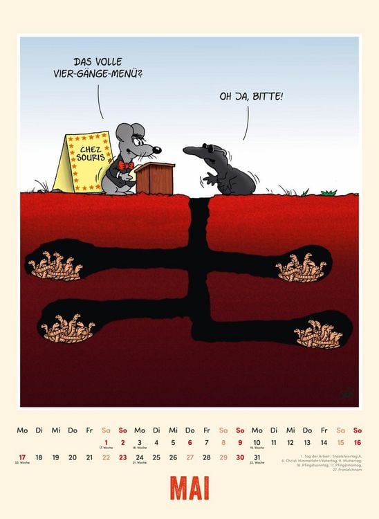 Produktbild: Uli Stein Tierisch gro&szlig;er Kalender 2027: Monatskalender f&uuml;r die Wand im Gro&szlig;format