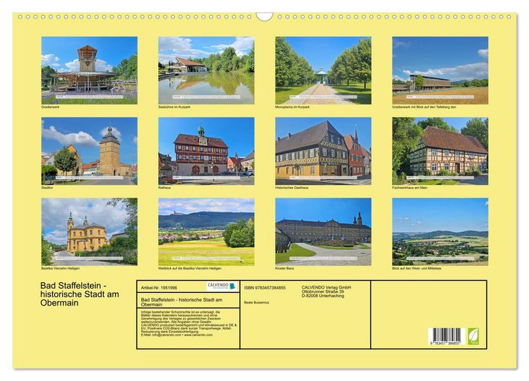 Produktbild: Bad Staffelstein - historische Stadt am Obermain (Wandkalender 2026 DIN A2 quer), CALVENDO Monatskalender