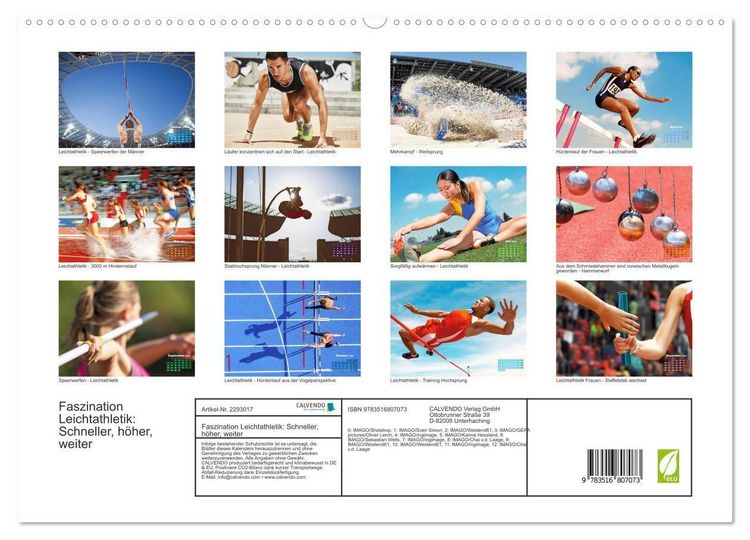 Produktbild: Faszination Leichtathletik: Schneller, h&ouml;her, weiter (hochwertiger Premium Wandkalender 2027 DIN A2 quer), Kunstdruck in Hochglanz