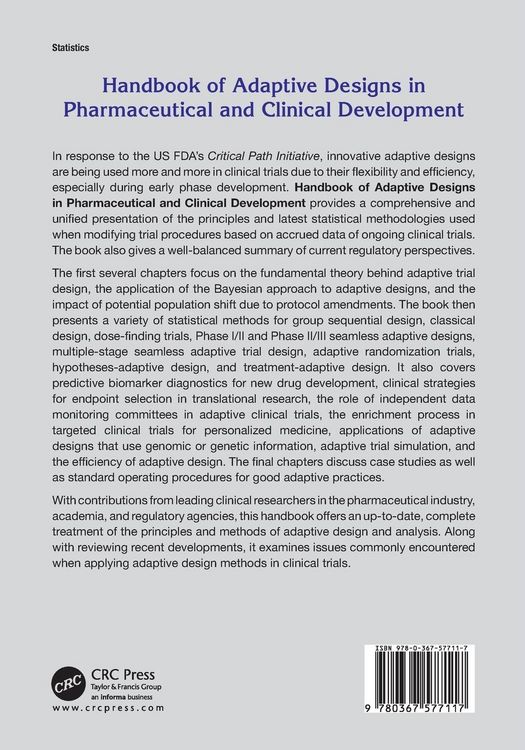 Produktbild: Handbook of Adaptive Designs in Pharmaceutical and Clinical Development