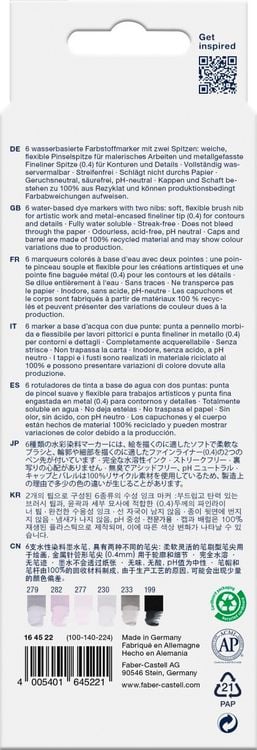 Produktbild: Faber-Castell Tuschestift Dual Marker Goldfaber Aqua, Graut&ouml;ne, 6er Set