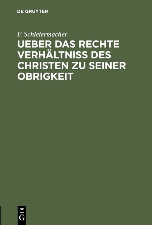 Produktbild: Ueber das rechte Verh&auml;ltniss des Christen zu seiner Obrigkeit