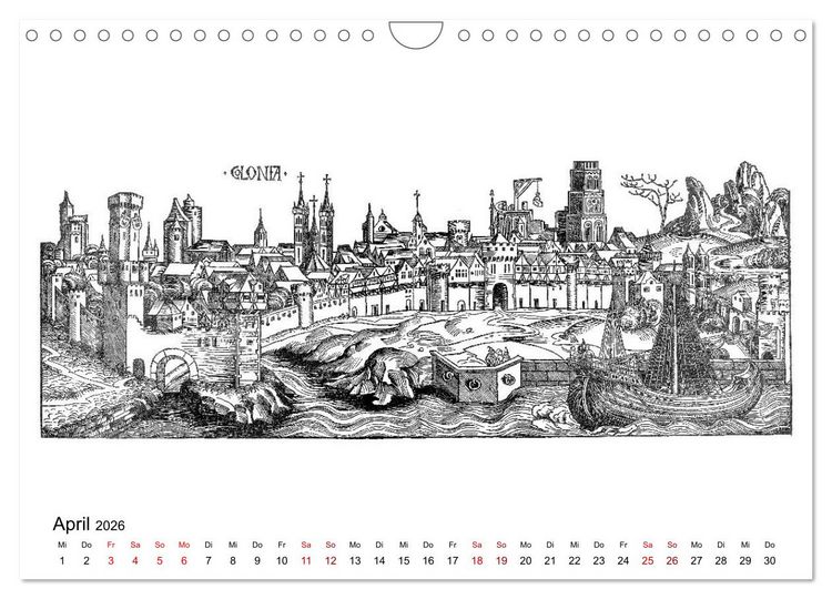 Produktbild: Schedelsche Weltchronik Deutsche St&auml;dte 1493 (Wandkalender 2026 DIN A4 quer), CALVENDO Monatskalender