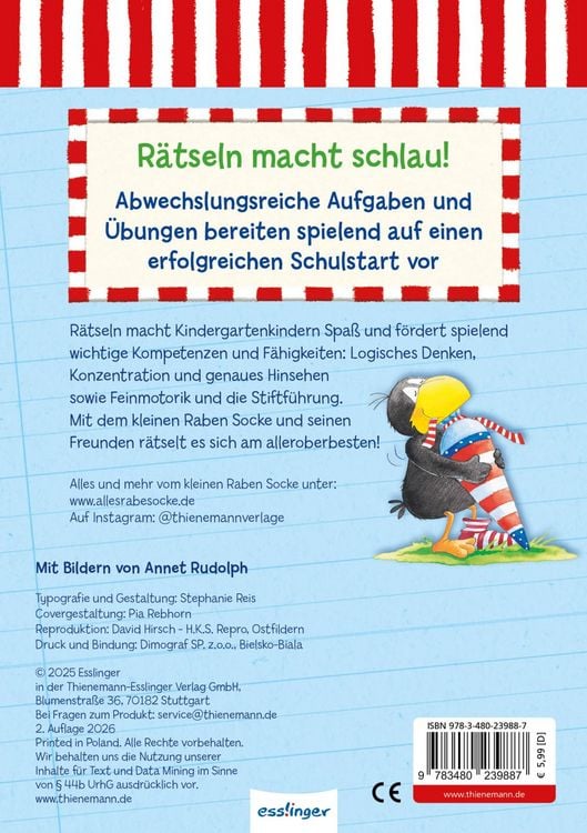 Produktbild: Der kleine Rabe Socke: Mein Kindergarten-R&auml;tsel-Block