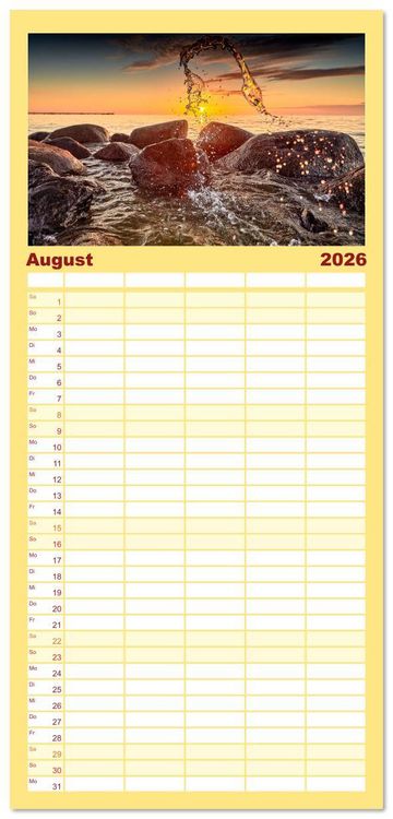 Produktbild: Familienplaner 2026 - Ostseesteine mit 5 Spalten (Wandkalender, 21 x 45 cm) CALVENDO