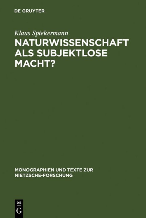 Produktbild: Naturwissenschaft als subjektlose Macht?