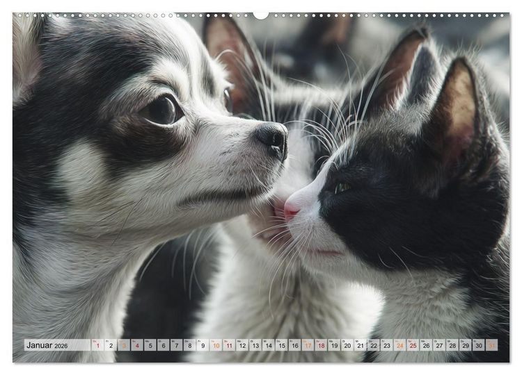 Produktbild: Hund und Katze - Tierische Freunde (Wandkalender 2026 DIN A2 quer), CALVENDO Monatskalender