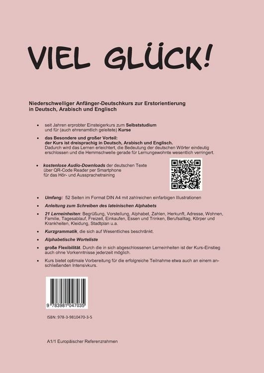 Produktbild: Viel Gl&uuml;ck! Anf&auml;nger-Deutschkurs zur Erstorientierung in Deutsch, Englisch und Arabisch