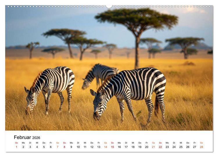 Produktbild: Zebras - Streifz&uuml;ge durch die Steppe (hochwertiger Premium Wandkalender 2026 DIN A2 quer), Kunstdruck in Hochglanz