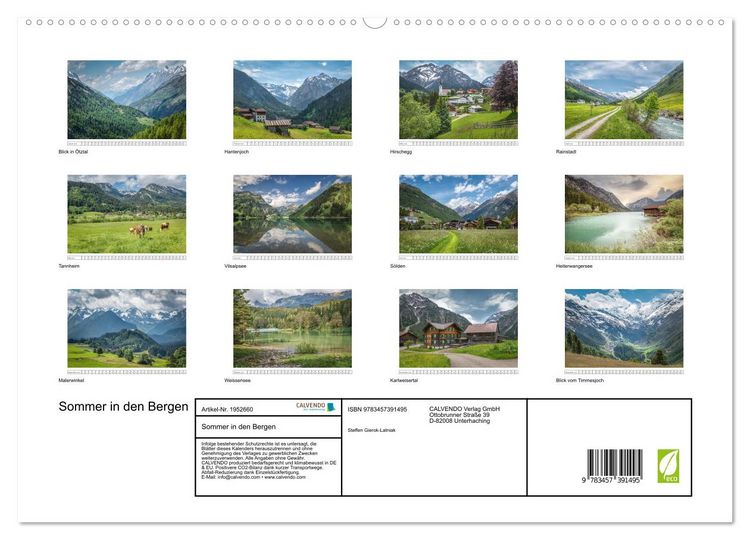 Produktbild: Sommer in den Bergen (hochwertiger Premium Wandkalender 2026 DIN A2 quer), Kunstdruck in Hochglanz