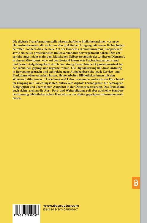 Produktbild: Praxishandbuch Wissenschaftliche Bibliothekar:innen