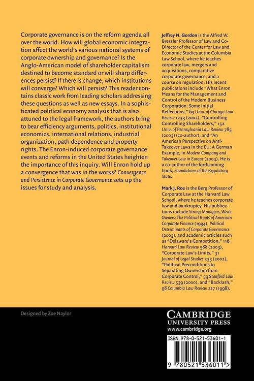 Produktbild: Convergence and Persistence in Corporate Governance