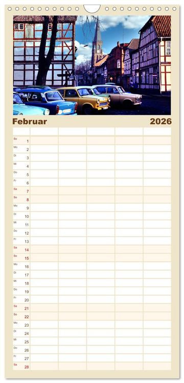 Produktbild: Familienplaner 2026 - Trabi-Land DDR mit 5 Spalten (Wandkalender, 21 x 45 cm) CALVENDO