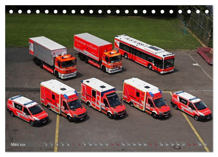 Produktbild: Einsatzfahrzeuge der Feuerwehr Stuttgart (Tischkalender 2026 DIN A5 quer), CALVENDO Monatskalender