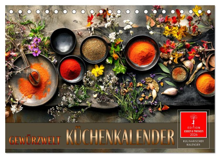 Produktbild: K&uuml;chenkalender Gew&uuml;rzwelt (Tischkalender 2026 DIN A5 quer), CALVENDO Monatskalender