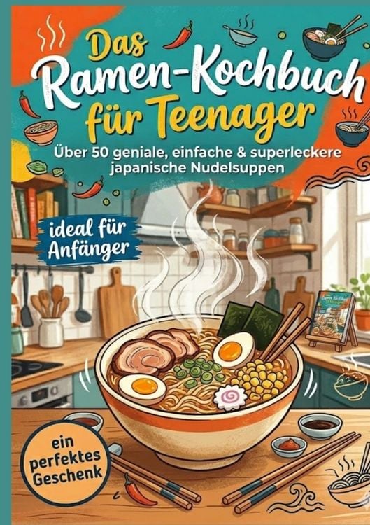 Produktbild: Das Ramen-Kochbuch f&uuml;r Teenager: &Uuml;ber 50 geniale, einfache & superleckere japanische Nudelsuppen - ideal f&uuml;r Anf&auml;nger und ein perfektes Geschenk