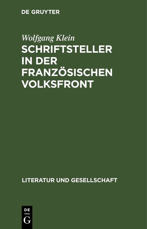 Produktbild: Schriftsteller in der franz&ouml;sischen Volksfront