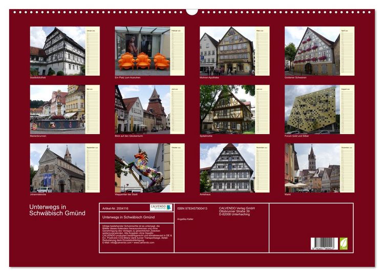Produktbild: Unterwegs in Schw&auml;bisch Gm&uuml;nd (Wandkalender 2026 DIN A2 quer), CALVENDO Monatskalender