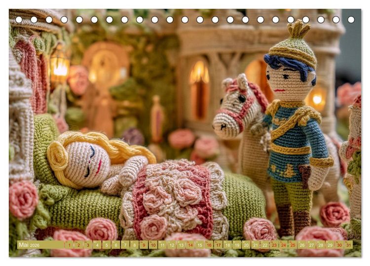 Produktbild: Amigurumi M&auml;rchenstunde nach den Gebr&uuml;dern Grimm (Tischkalender 2026 DIN A5 quer), CALVENDO Monatskalender